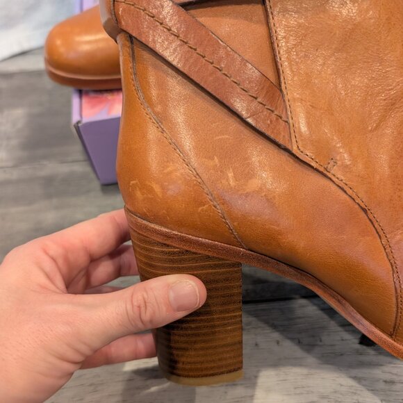 Coach Kassandra Camel Tan Leather Ankle Boots Heels Size 9 ~4” Heel - Picture 7 of 12